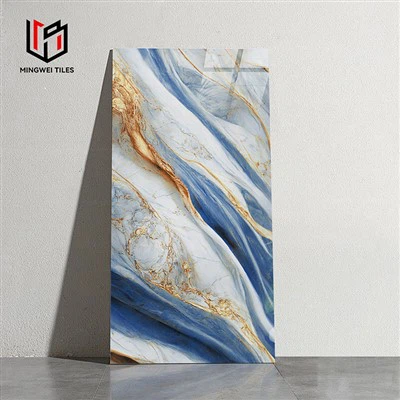 Azulejo cerámico de oro azul